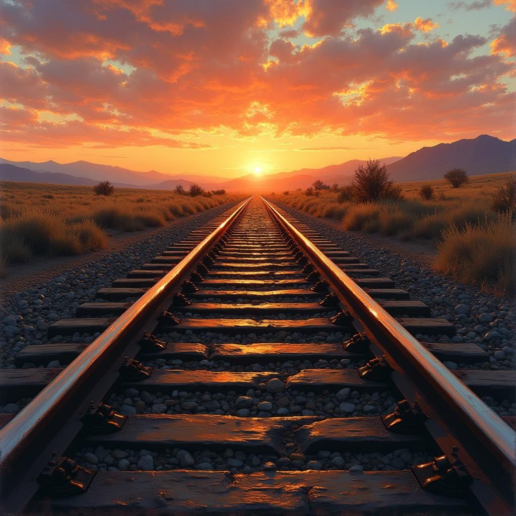 Guitar Fretboard Railroad in Romantic Landscape Style