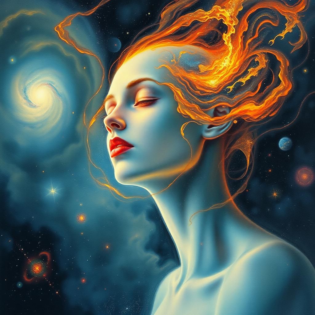 Mystical Figure in Space: Beksiński-Style Portrait