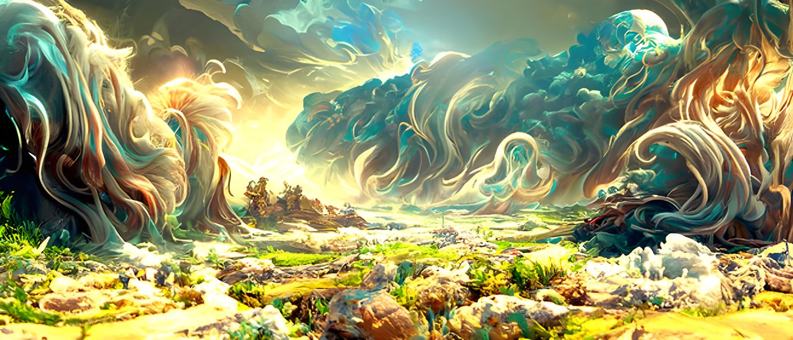 Epic Windswept City in Psychedelic Surrealism