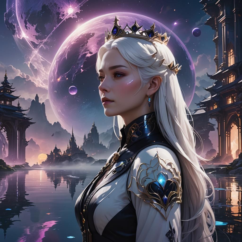 Mystical Alien Queen Portrait in 3D Anime Art