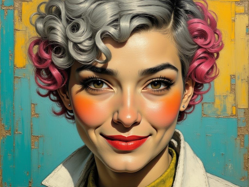 Punk Doctor with Curly Hair in Vibrant Colors