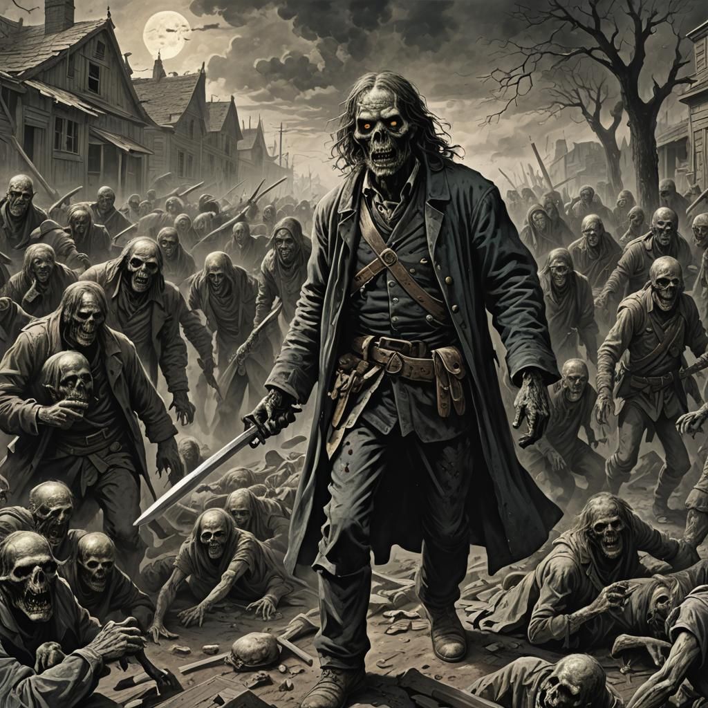 Zombie Apocalypse in Dark Gothic Horror Style