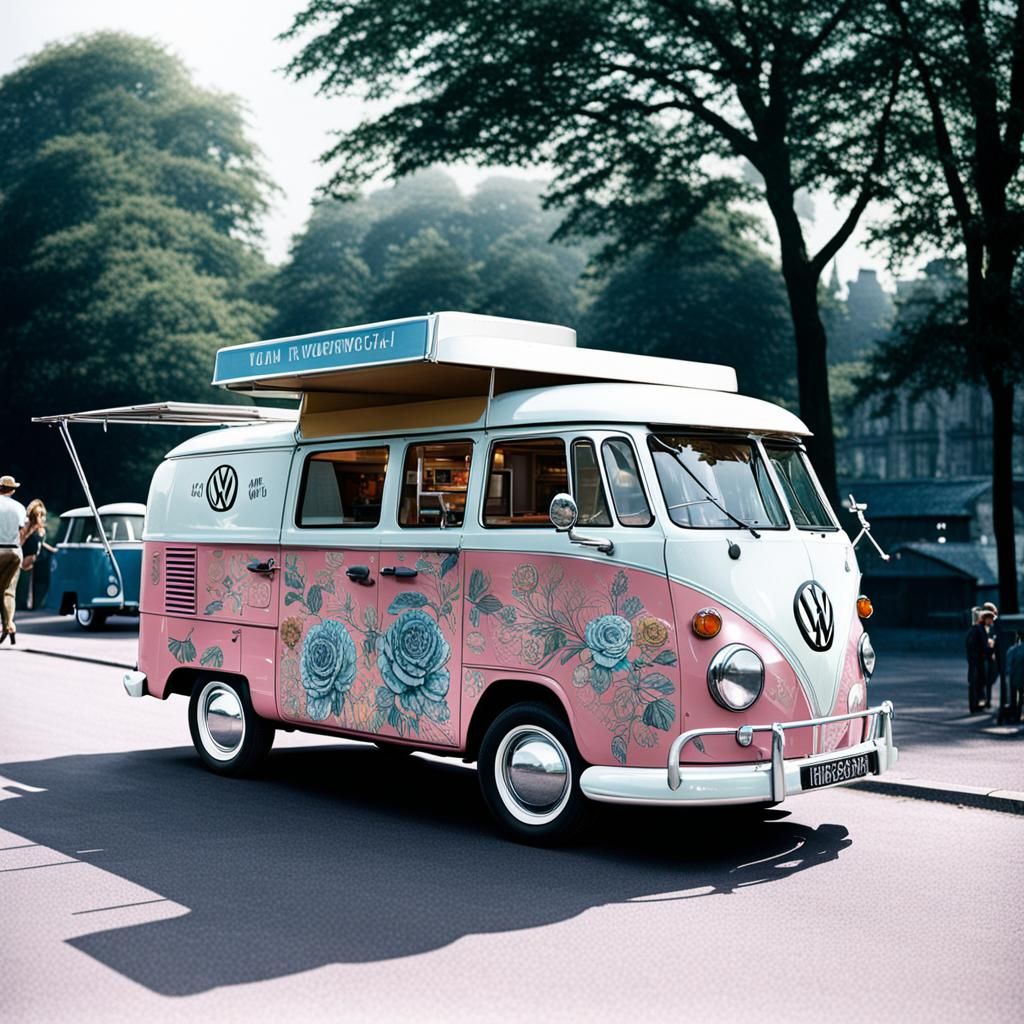 Pink Food Truck: 1960s VW Hippie Van