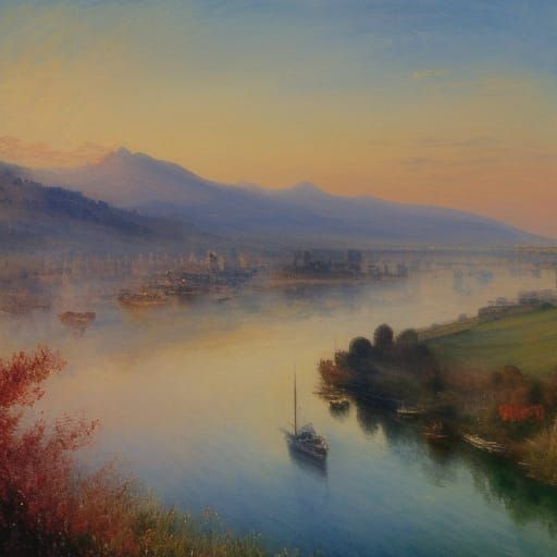 Masterpiece Watercolour Landscape in the Style of Turner and...