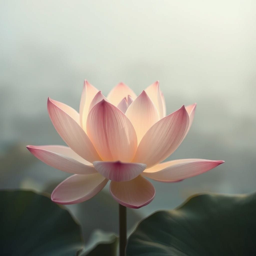 Ethereal Lotus Bloom in Muted Dreamscapes