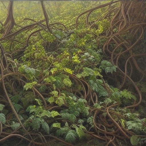 Fallen Vine Heart in Oil Painting Style