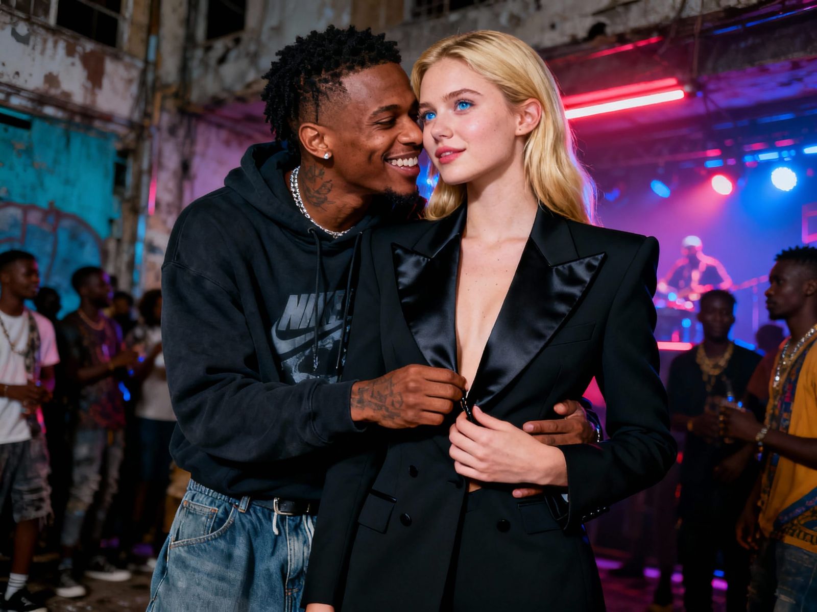 Danish Countess Embraced by Rapper Under Neon Lights