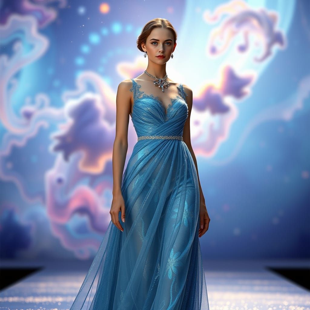 Celestial Goddess in Iridescent Gown