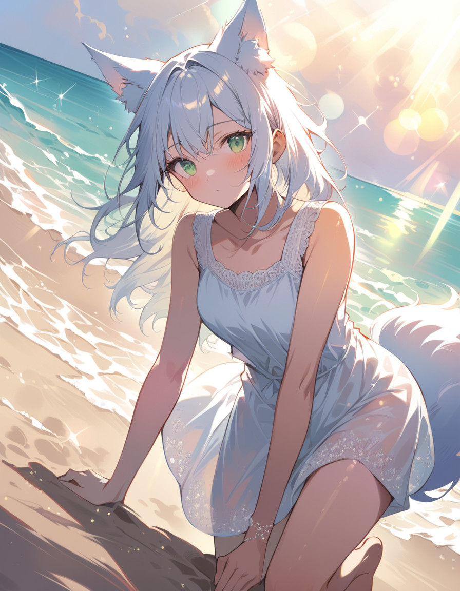 Wolfie at the beach
