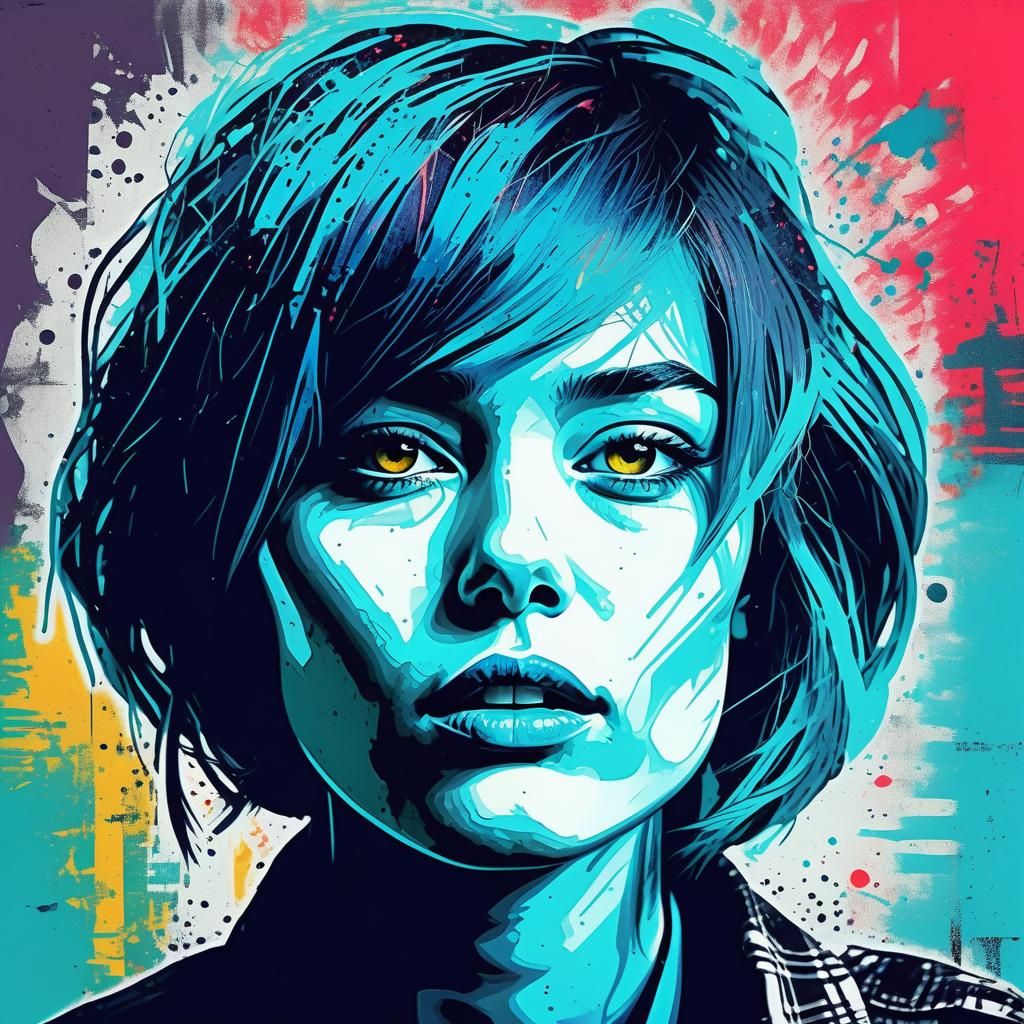 Visually Striking Pop Art Grunge Portrait