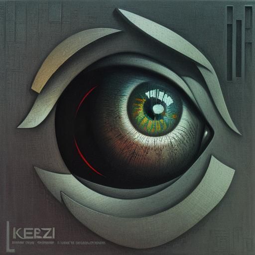 Disturbing Peeping Tom Portrait in Abstract Cubist Style