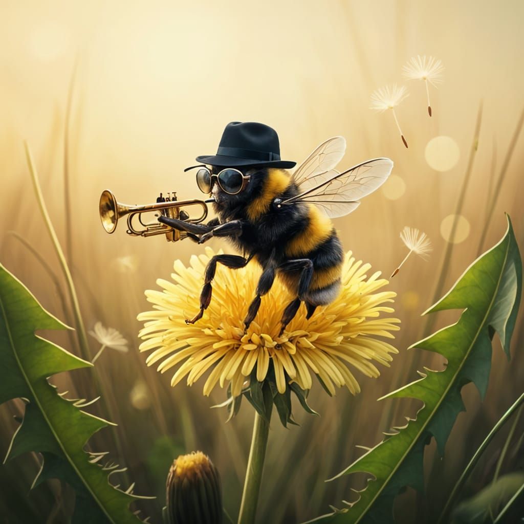 Bumble Bee Jazz Trumpeter on Dandelion