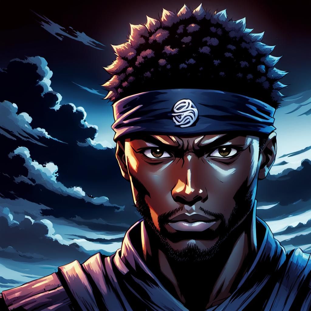 Heroic Ninja Portrait in Manga Anime Style