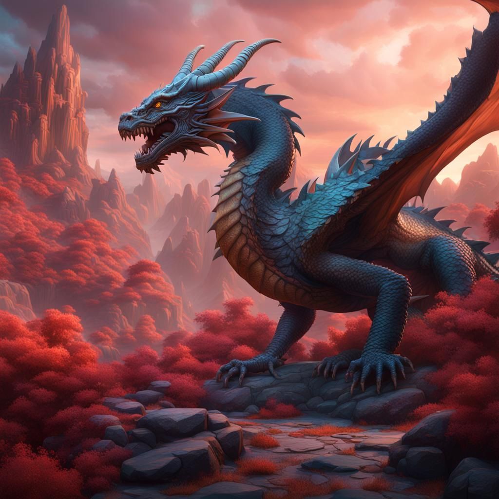 Fantastical Dragon Breathing Sherbert, Detailed Concept Art