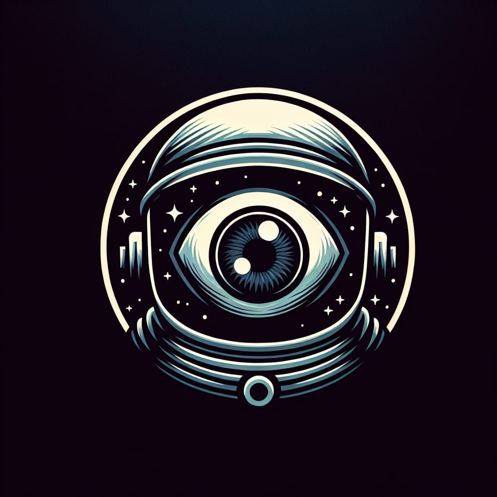 Astronaut Eye Logo Avatar on Black Background