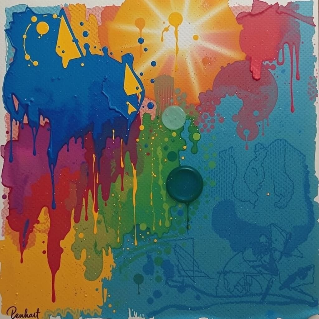 Surreal Faces Dripping Paint in Retro Comic Style