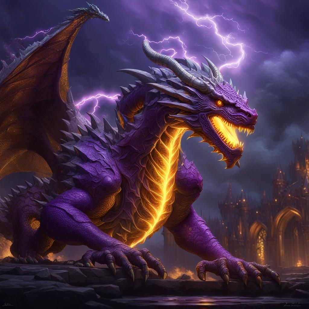 Epic Lightning Dragon in Dark Fantasy Style