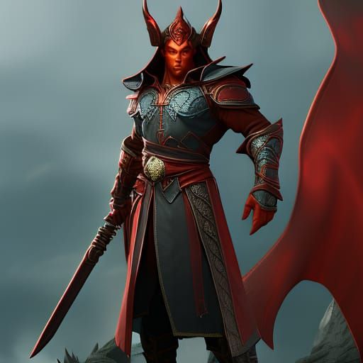 Tiefling Mage in Detailed Fantasy Art