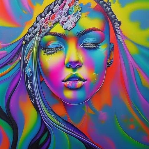Rainbow Fairy Queen Bubble in Graffiti Art Style