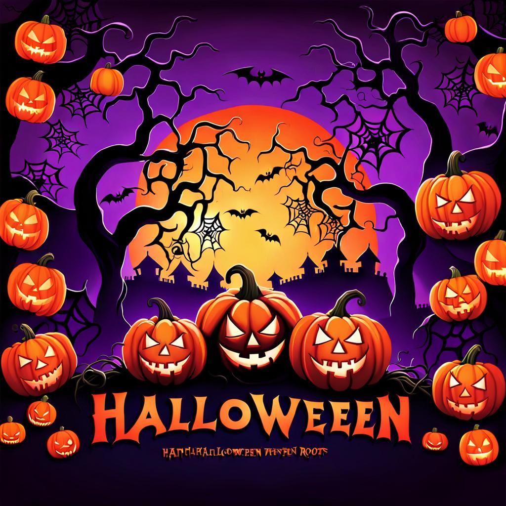 Halloween Flyer with Demon Pumpkins in Pixar Style