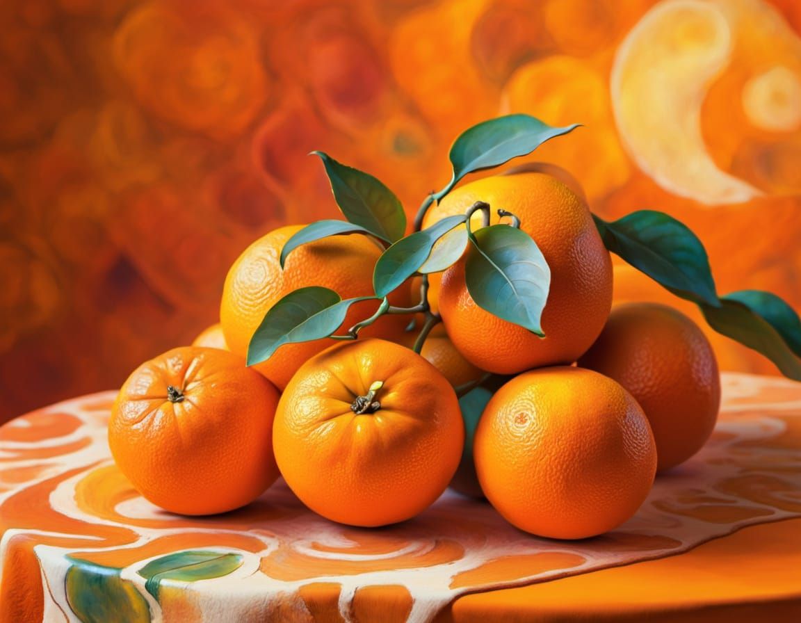 Orange Still Life in Chagall Style