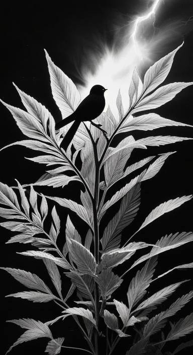 black and white photogram, rayograph , solarization, Lightni...