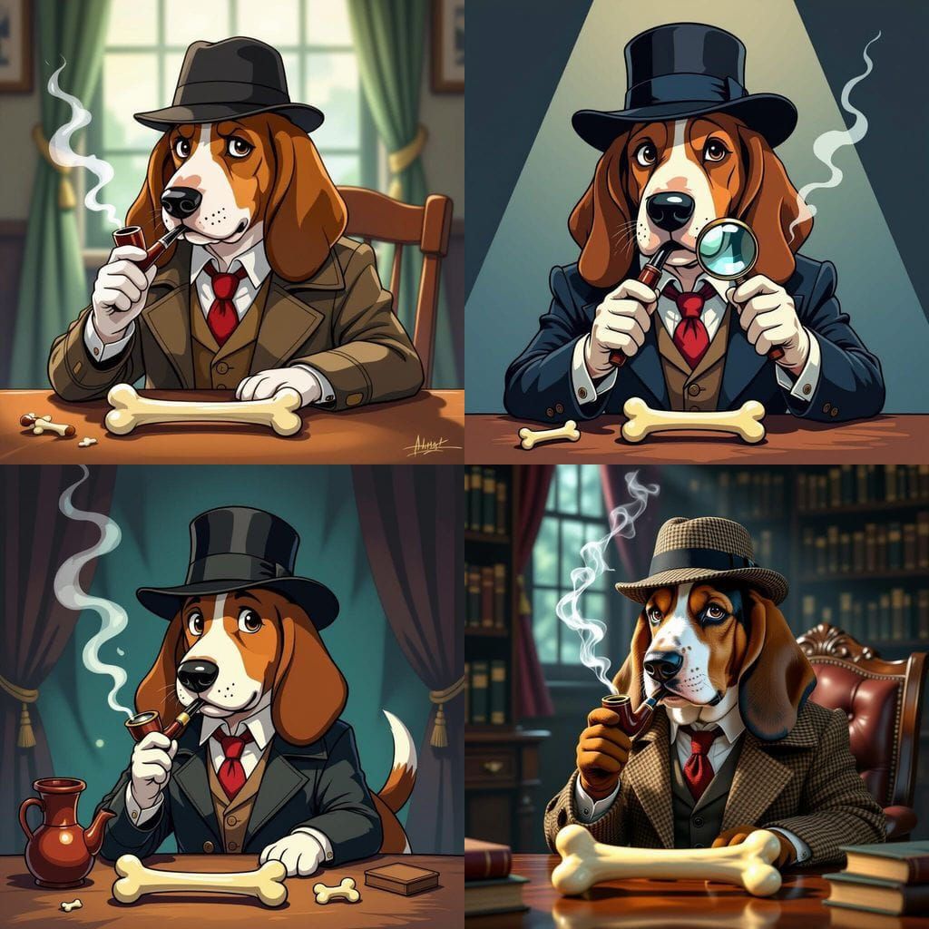 Sherlock Hound Investigates a Bone in Anime Style
