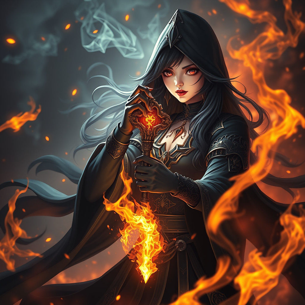 Sorceress Resurrects Key in Fiery Anime Style