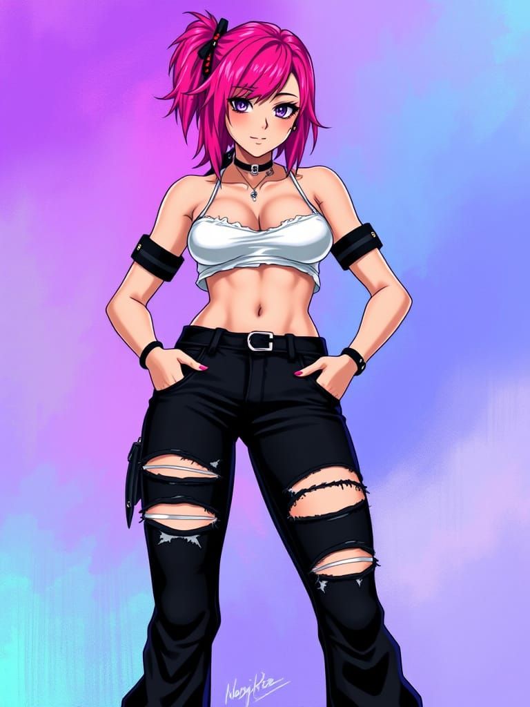 Cyberpunk Goddess in Vibrant Hues