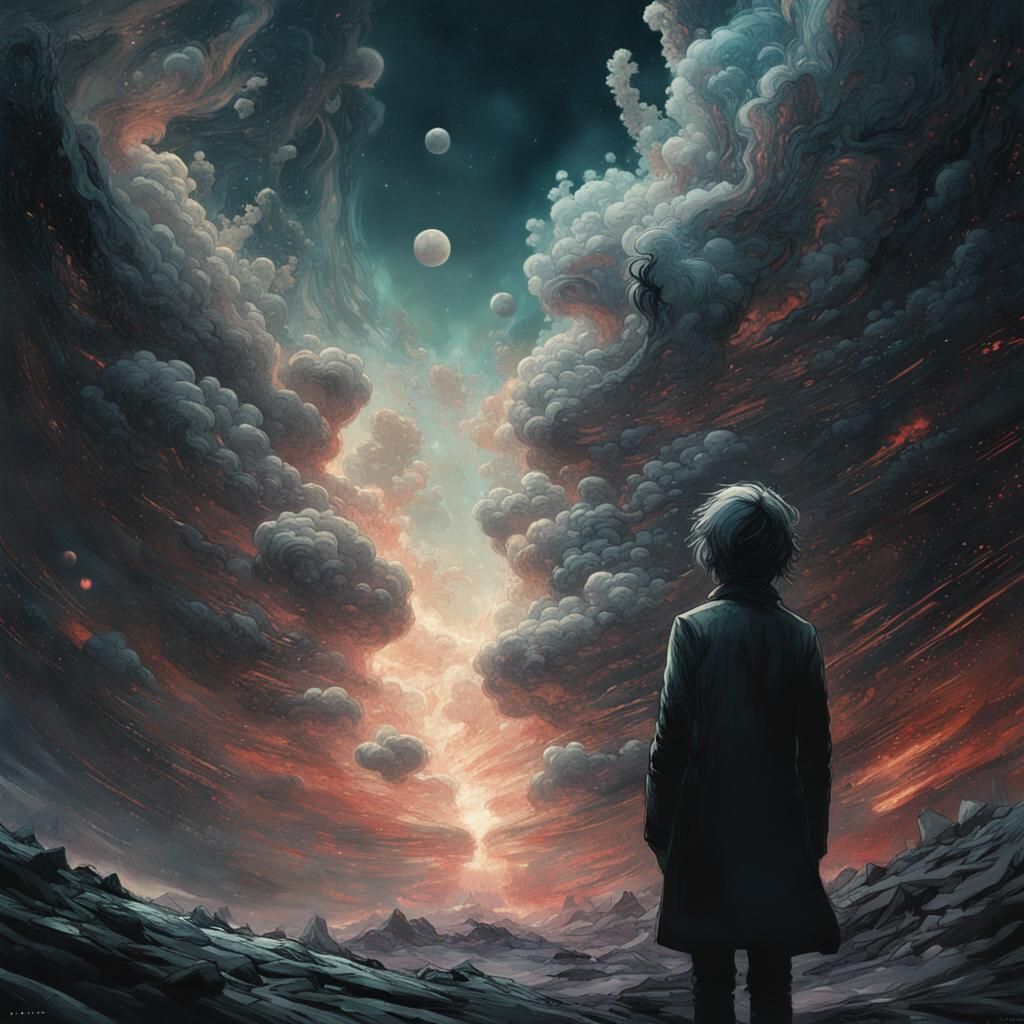 Breathtaking Nebula and Galaxy in Dark Space