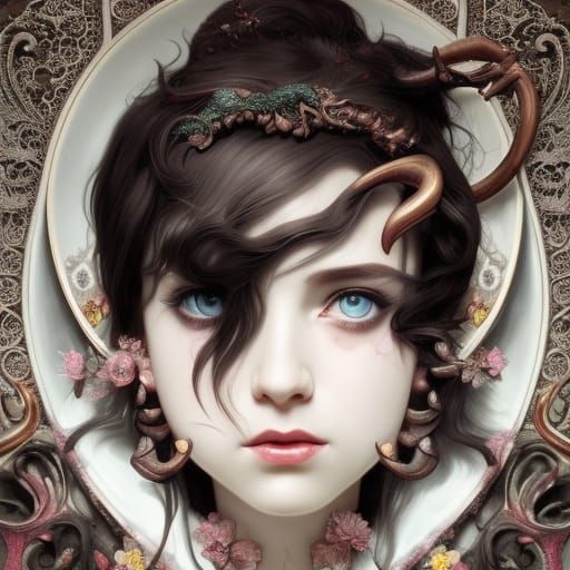 Chocolate Porcelain Devil in Hyperdetailed Digital Art