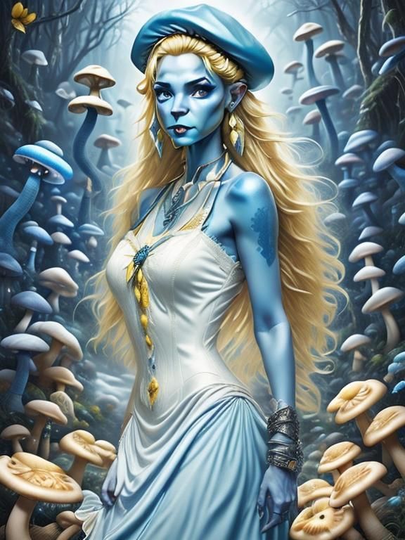 Smurfette as 1940s Rosie Riveter Pin-Up