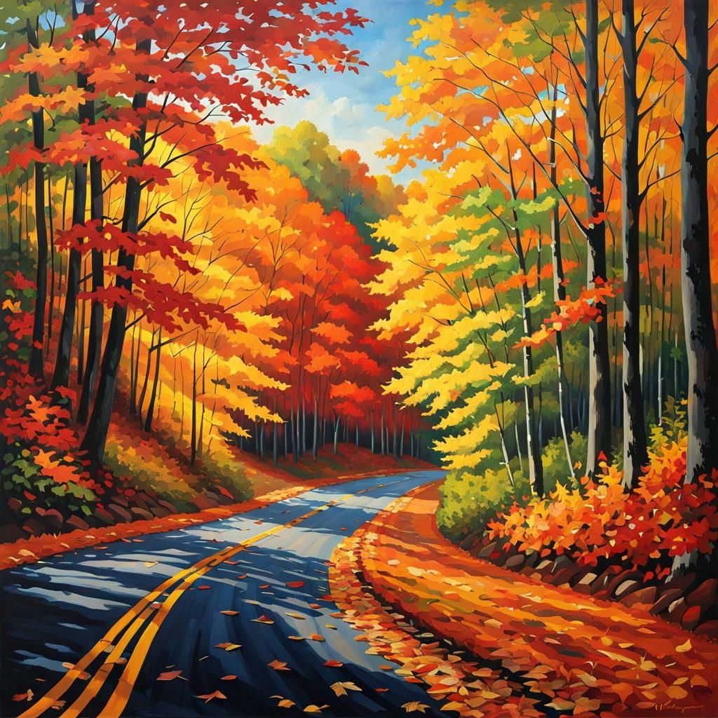 Autumn Forest Road with Trees as Women