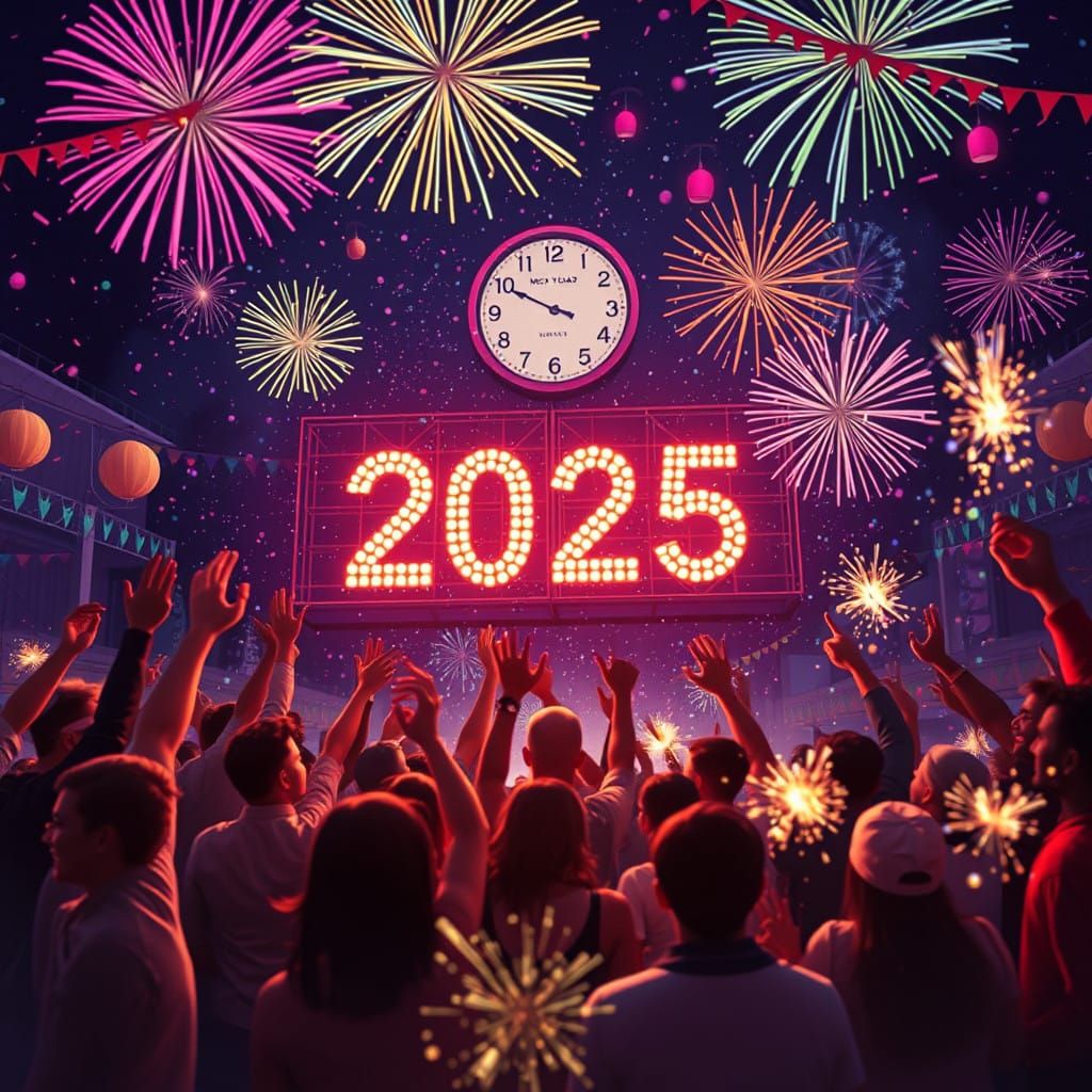 Joyful Countdown to Midnight on New Year's Eve