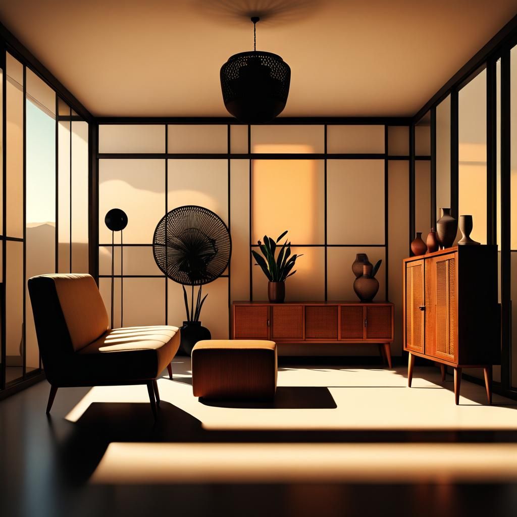 Mid-Century Screened Room with Vintage Accents