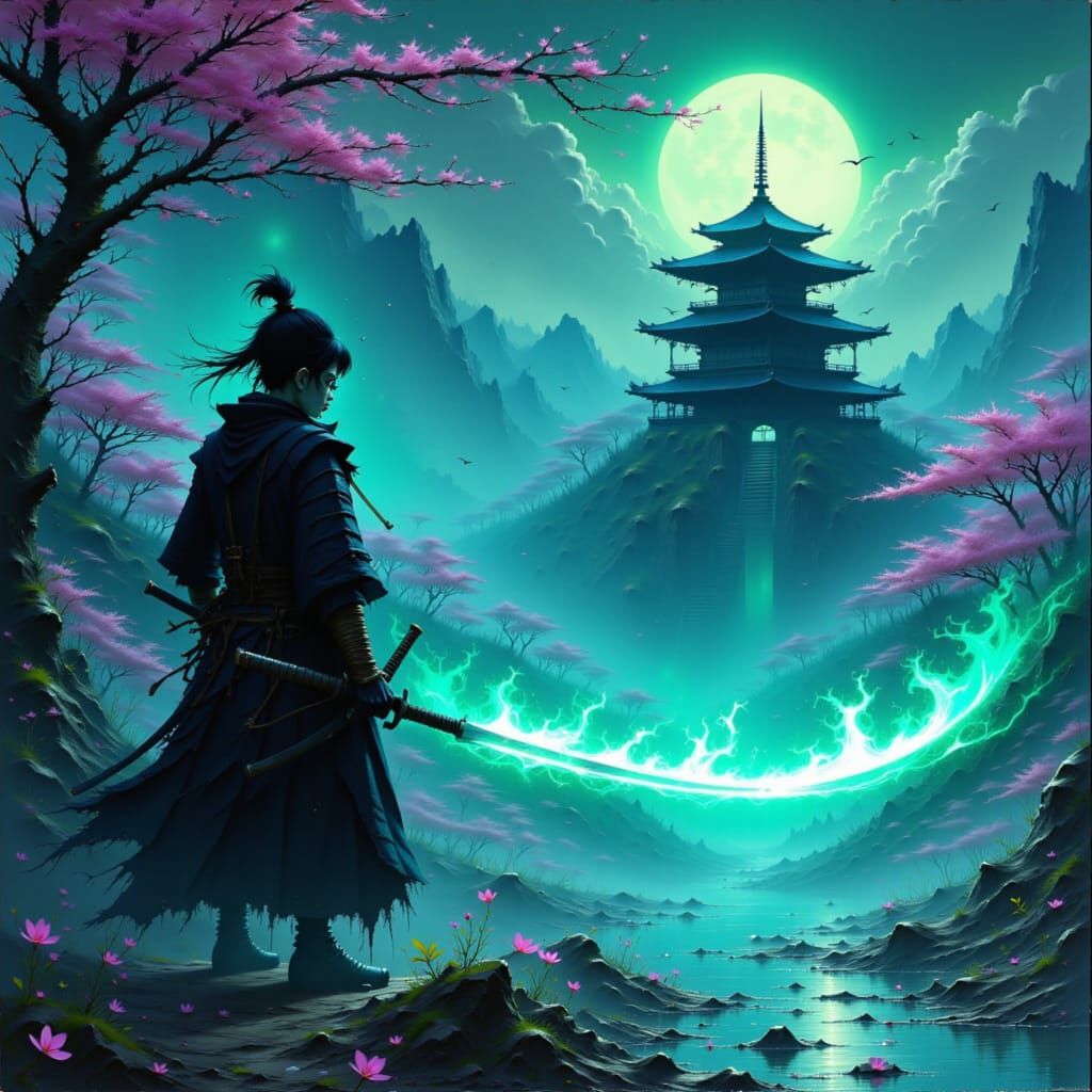 Spectral Samurai Guarding Haunted Pagoda