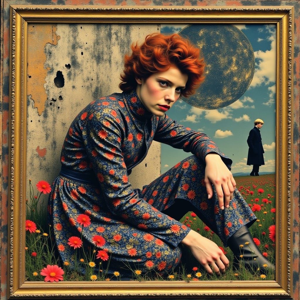 David Bowie Portrait in Expressionist Pop Art Style