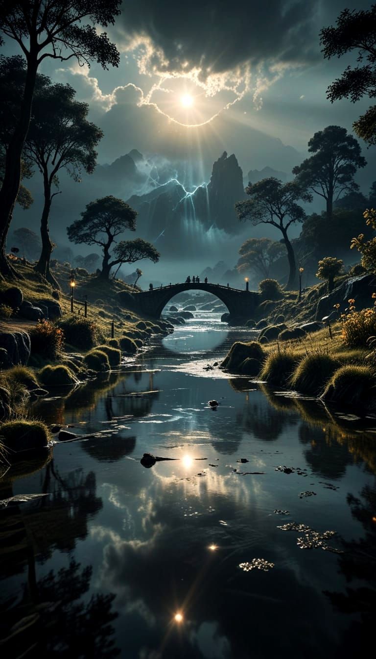 Ethereal Seekers on Celestial River's Edge