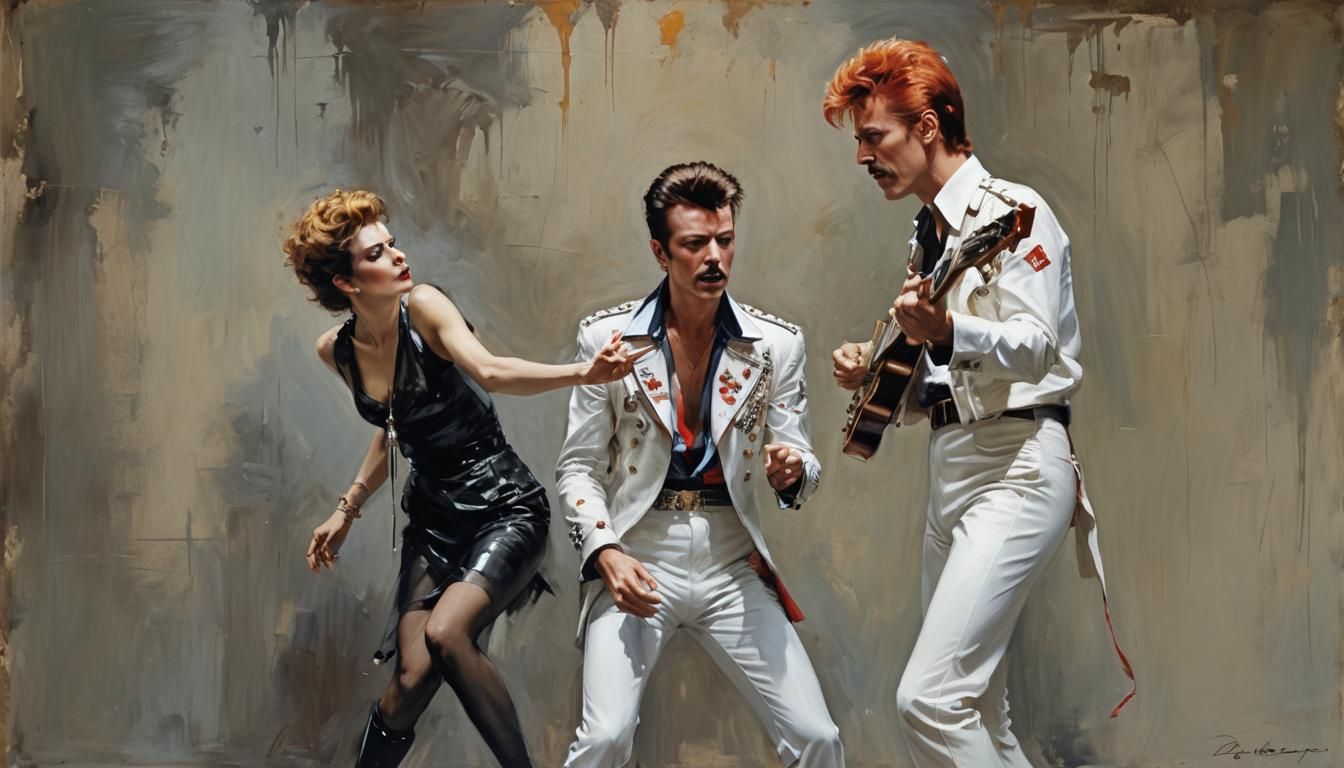 Bowie and Mercury in "Under Pressure" as Painting