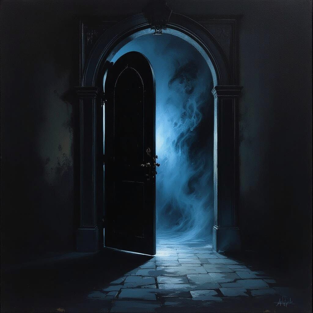 Gothic Doorway with Ethereal Darkness