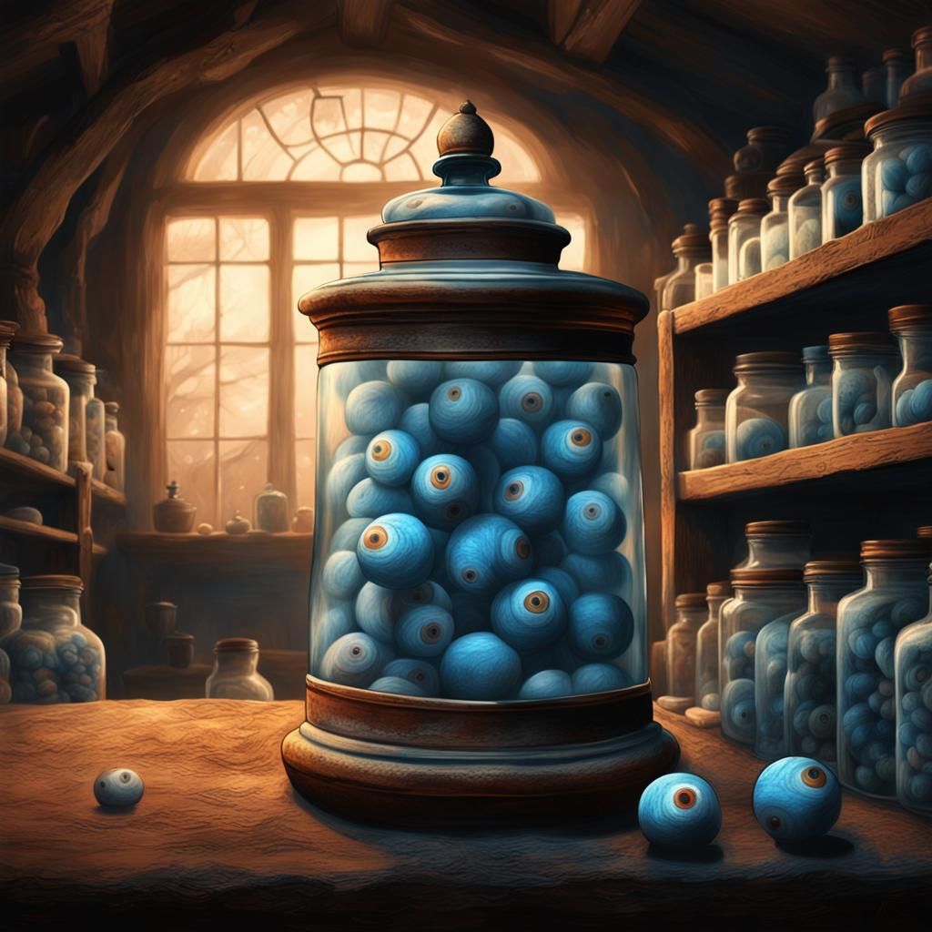 Mystical Attic: Pickled Eyeballs in Apothecary Jar