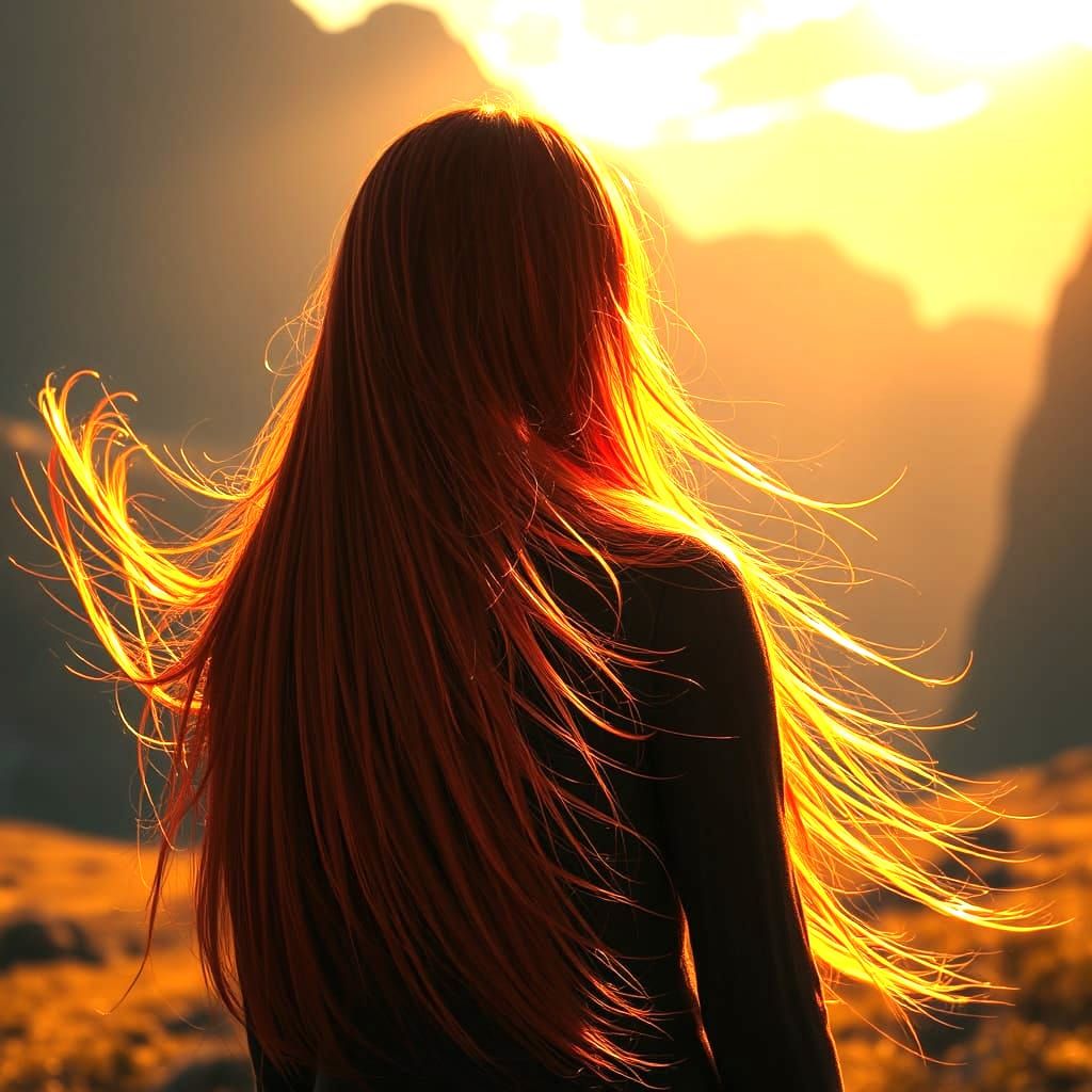 Shy Woman With Luxurious Red Hair