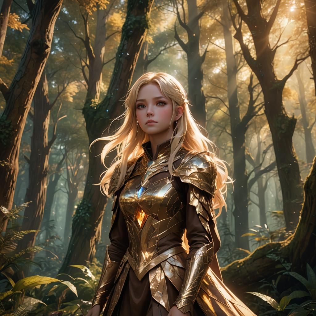 Mystical Forest Girl in Anime Style