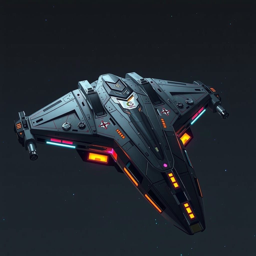 Sleek Cyberpunk Spaceship Design with Symmetrical Lines