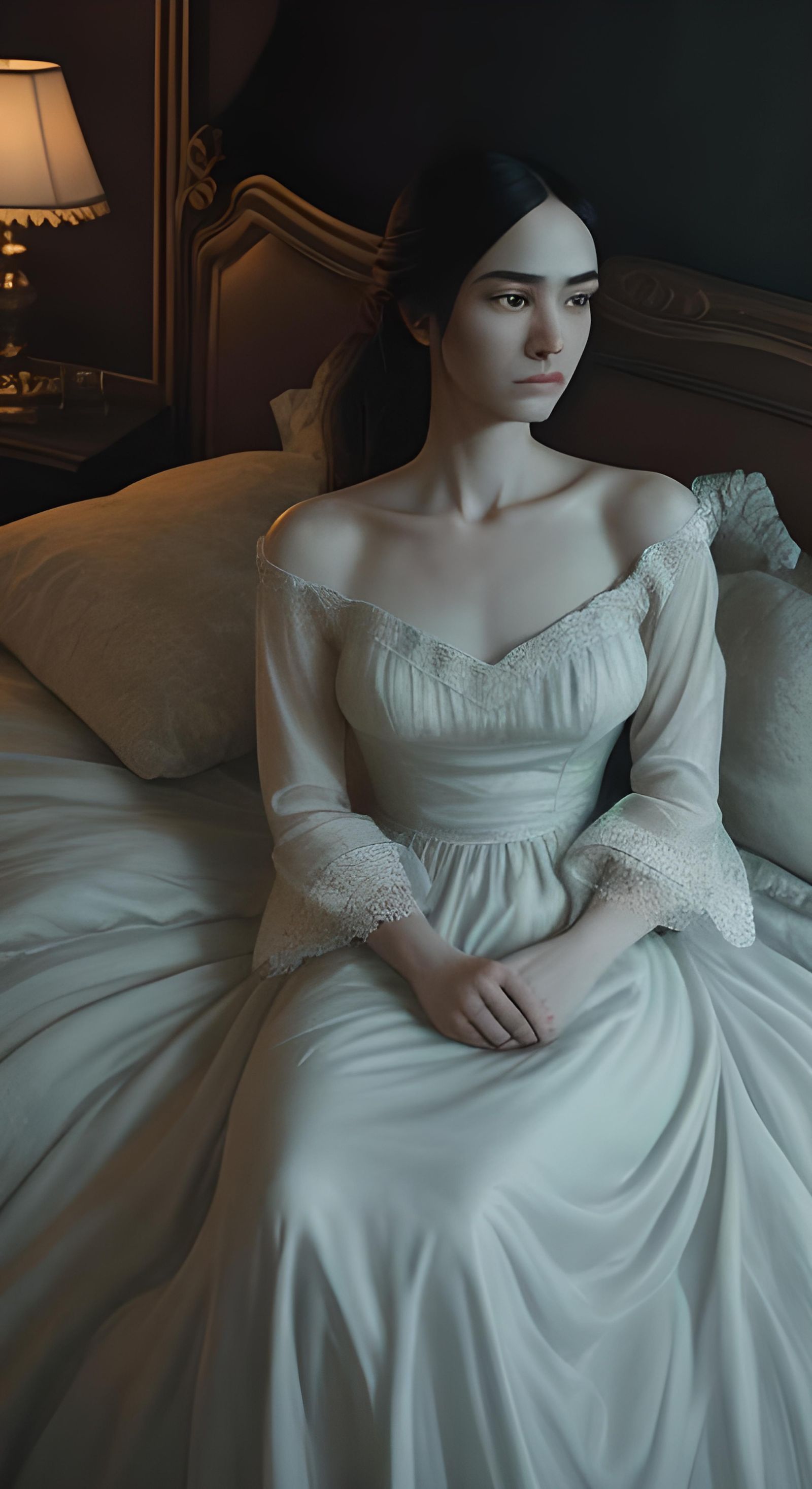 Moody Bedroom Scene with Emotional Distance in HDR