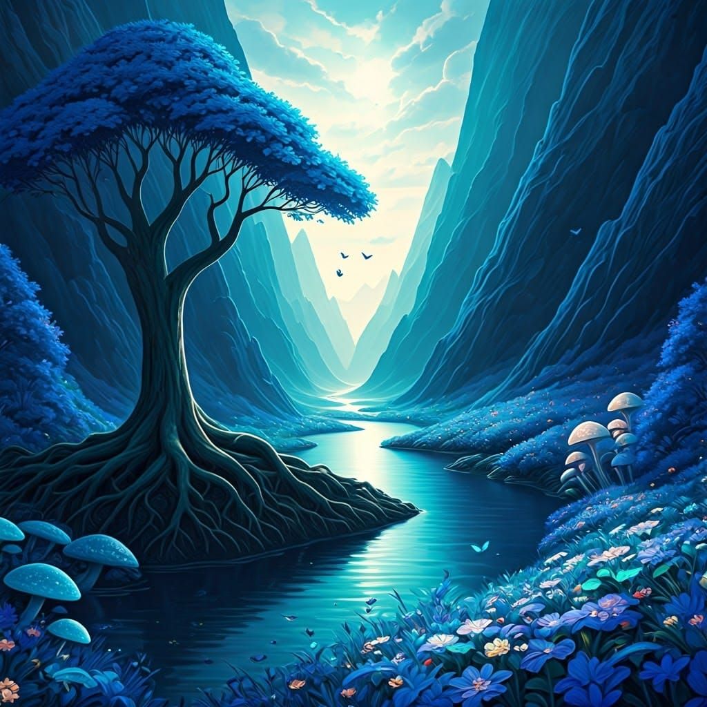 Blue Valley: Romantic Realism Dreamscape