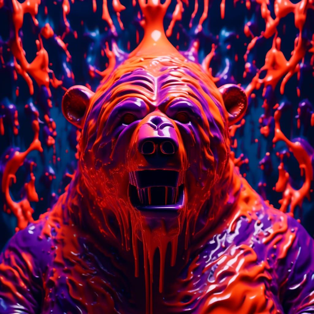 Obese Bear Screaming in Fauvist Impasto Style