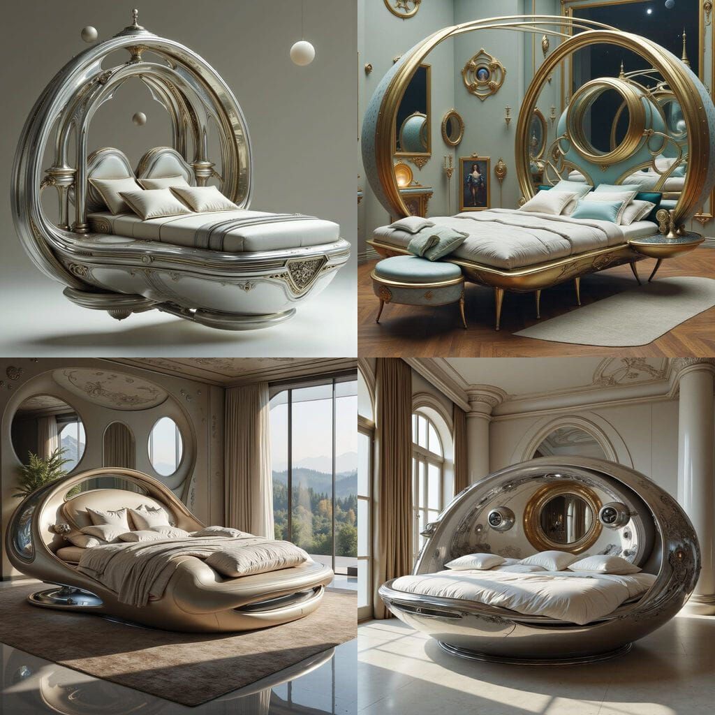 Surreal Futuristic Bed Scene in a Cyberpunk Aesthetic