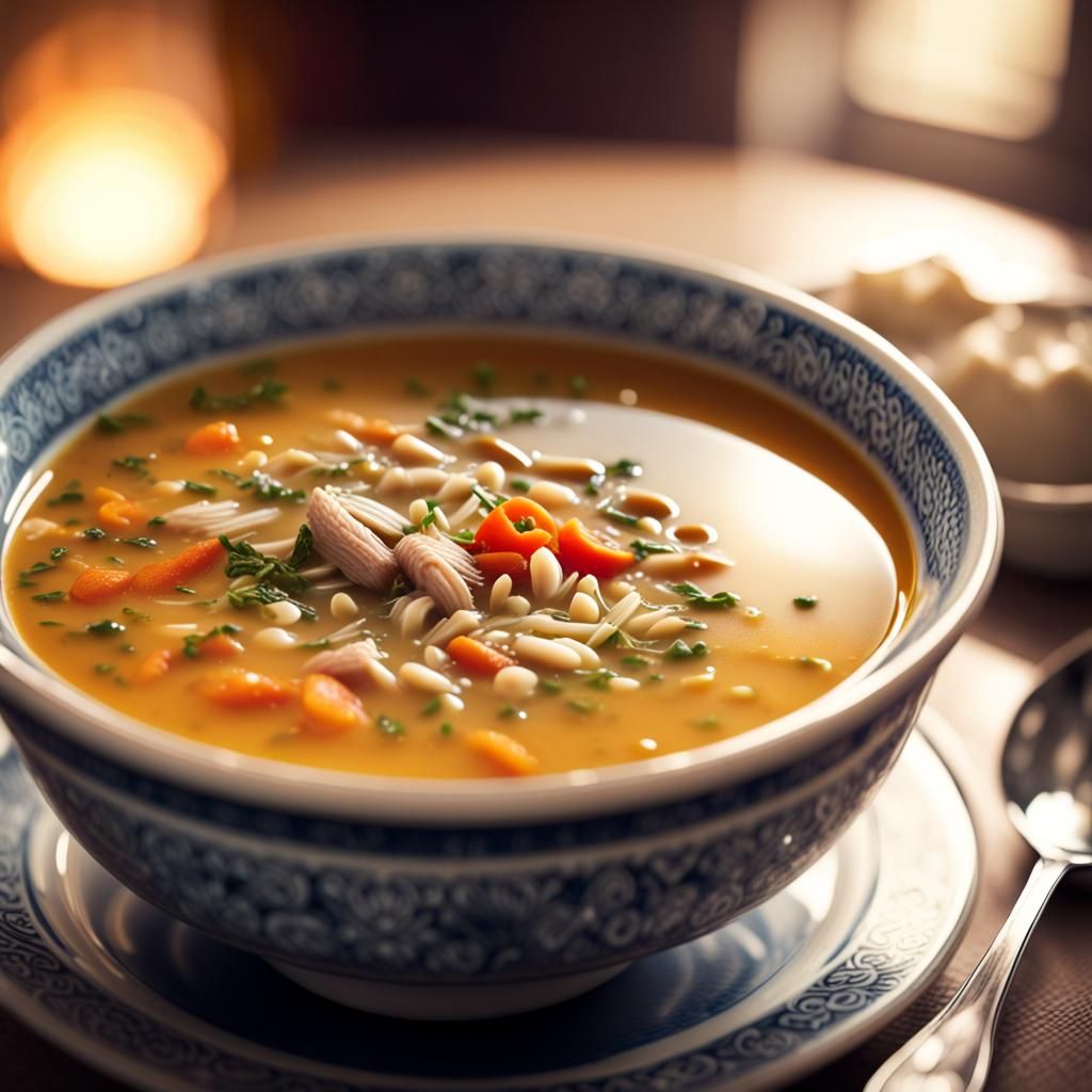 Hyperrealistic Bowl of Soup, Professional Photography