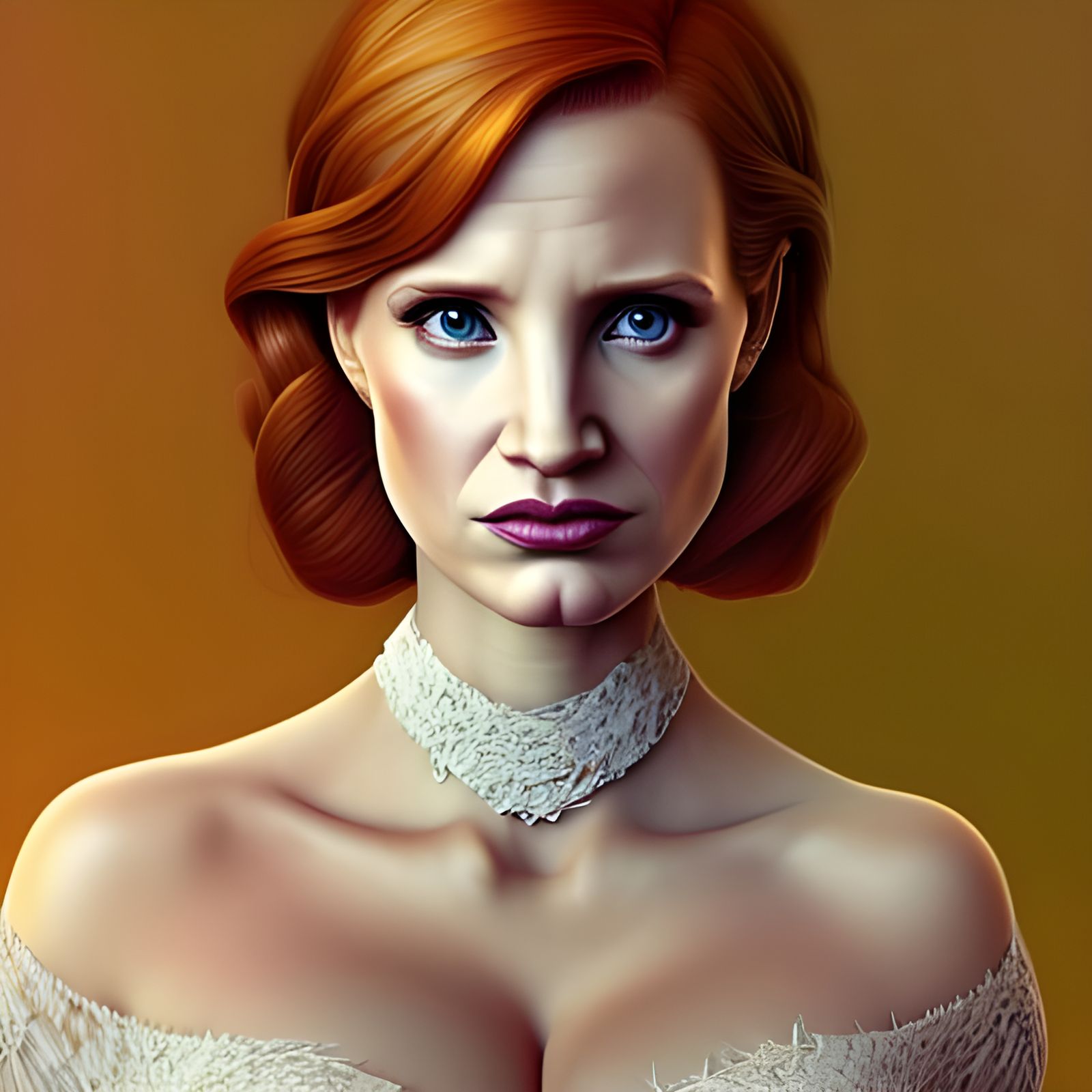 Glamorous Woman in Sunny Portrait, Detailed 3D Art
